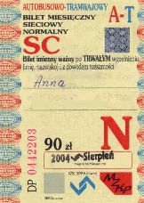 Katowice, bilet miesiczny, lata 2003-05 - SC AT N, 90z