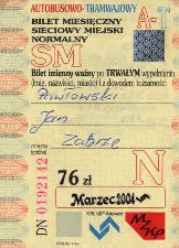 Katowice, bilet miesiczny, lata 2003-05 - SM AT N, 76z