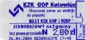 Katowice - bilet z automatu, 2,80z, normalny na 2 gminy