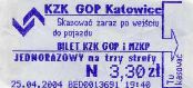 Katowice - bilet z automatu, 3,30z, normalny na 3 strefy