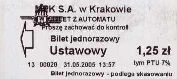 Krakw, rok 2005 - bilet z automatu stacjonarnego, strzaka i logo po lewej - 1,25z