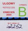 Biaystok, bilet miesiczny imienny ulgowy, strefa I, kwiecie 2004