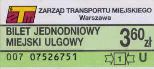 Warszawa, bilet jednodniowy miejski ulgowy, 3.60z