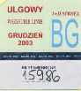 Biaystok, bilet miesiczny imienny ulgowy, strefy I+II, grudzie 2003