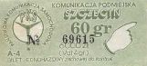 Gryfino, 60gr (6000z), seria A-4, numer biletu 5-cyfrowy