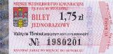 Wocawek - 1,75z, bilet normalny na 15 minut