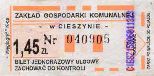 Cieszyn - Wglogryf, rok 2004, 1,45z, bilet ulgowy, biay papier