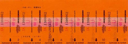 Pozna - rok 2005, karnet 11-przejazdowy ulgowy, 6,00z (odcinki parzyste)