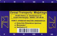 Kielce, bilet okresowy - rewers (adres ZTM: Sienkiewicza)