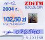 Szczecin, bilet kwartalny - rok 2004, 102,50z