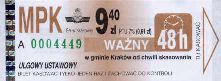 Krakw, rok 2005 - bilet 48h ulgowy ustawowy, 9,40z