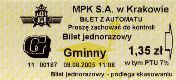 Krakw, rok 2005 - bilet z automatu stacjonarnego - 1,35z
