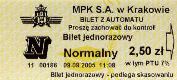 Krakw, rok 2005 - bilet z automatu stacjonarnego - 2,50z