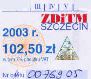 Szczecin, bilet kwartalny - rok 2003, 102,50z