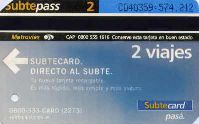 Buenos Aires - 2 viajes, Subtecard. Directo al subte