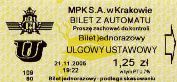 Krakw, rok 2005 - bilet z automatu w autobusie - 1,25z