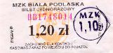 Biaa Podlaska - 1,20z (p1,10z), seria BB, numer biletu czerwony