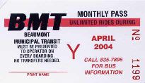 Beamont, bilet miesiczny - kwiecie 2004, Y