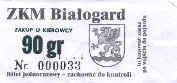 Biaogard, zakup u kierowcy - 90gr, biae to