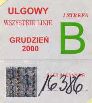 Biaystok, znaczek miesiczny - 12.2000, ulgowy B, wszystkie linie