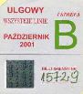 Biaystok, znaczek miesiczny - 10.2001, ulgowy B, wszystkie linie