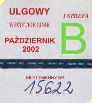 Biaystok, znaczek miesiczny - 10.2002, ulgowy B, wszystkie linie