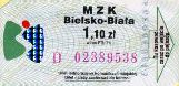 bielskoBielsko-Biaa - 1,10z, w tle napisy: MZK Bielsko-Biaa
