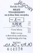 Bielsko-Biaa - bilet tygodniowy, 8z, rok 2002