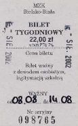 Bielsko-Biaa - bilet tygodniowy, 22z, rok 2002