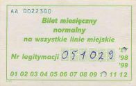 Bielsko-Biaa - bilet miesiczny normalny na wzystkie linie miejskie