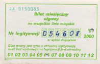 Bielsko-Biaa - bilet miesiczny ulgowy na jedn lini miejsk