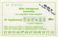 Bielsko-Biaa - bilet miesiczny normalny na wzystkie linie miejskie, 62,00z