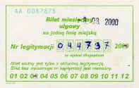 Bielsko-Biaa - bilet miesiczny ulgowy na jedn lini miejsk