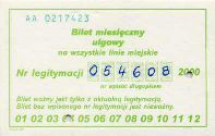 Bielsko-Biaa - bilet miesiczny ulgowy na wszystkie linie miejskie