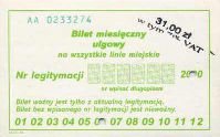 Bielsko-Biaa - bilet miesiczny ulgowy na wszystkie linie miejskie, 31,00z