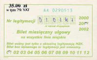Bielsko-Biaa - bilet miesiczny ulgowy na wszystkie linie miejskie, 35,00z