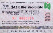 Bielsko-Biaa - bilet miesiczny, 70,00z