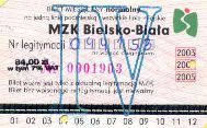 Bielsko-Biaa - bilet miesiczny, 2003-2005, IV, 84,00z