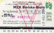 Bielsko-Biaa - bilet miesiczny, 2003-2005, V, 42,00z
