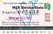 Bielsko-Biaa - bilet miesiczny, 2004-2006, V, 62,00z