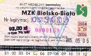 Bielsko-Biaa - bilet miesiczny, 2004-2006, V, 92,00z