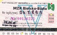 Bielsko-Biaa - bilet miesiczny, 2005-2007, V, 78,00z, podwjna piecztka