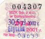 Bolesawiec, bilet miesiczny - stycze 2002, 29z (p30,50z)