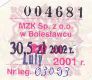 Bolesawiec, bilet miesiczny - luty 2002, 29z (p30,50z)