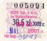 Bolesawiec, bilet miesiczny - maj 2002, 29z (p30,50z)