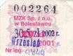 Bolesawiec, bilet miesiczny - wrzesie 2002, 29z (p30,50z)
