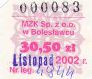 Bolesawiec, bilet miesiczny - listopad 2002, 30,50z