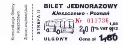 Kleszczewo: 1,80z (p2,00), Kleszczewo-Pozna