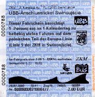 winoujcie - UBB Anschlussticket; 2,00 EUR