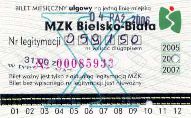 Bielsko-Biaa - bilet miesiczny, 2005-2007, X, 31.00z